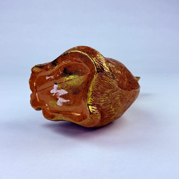 Metallic Copper Gold Sitting Cat Figurine Detailed Fur Plastic Feline Statue - Picture 5 of 5